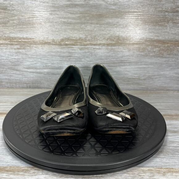 Burberry Women's Silver Black Slip On Embellished Ballet Flats Size EU 36 US 5 - Picture 2 of 13